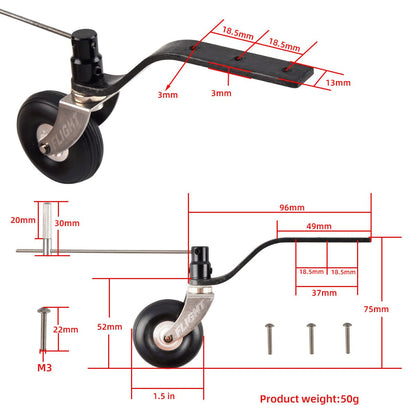 1Pc ZYHOBBY Carbon Fiber Tail Landing Gear with Wheel 30CC 50CC 100CC 150CC for RC Fix Wing Model Airplane