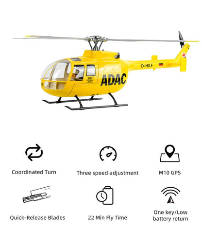 Flywing RTF BO105 470 V3 ADAC 10CH RC Helicopter With ACE Flight Control