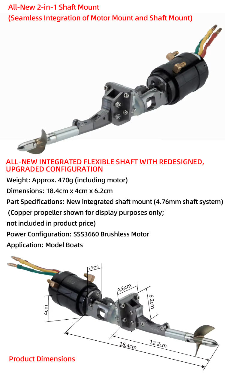TFL Boat Parts 4.76mm Integrated Drive System 2-in-1 shaft for RC Model O Boat