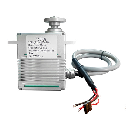 160kg High Torque Brushless Servo Motor Stainless Steel Gears Aluminum Alloy Case 150HV IP56 Waterproof Servo for RC Aircraft, Drones, Cars, Boats