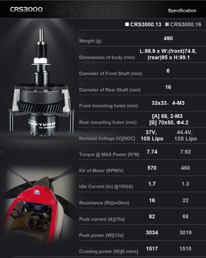 Model Airplane Parts Dual Sky Motor Series CRS3000