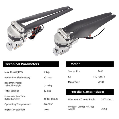 15KG Payload Training Machine Drone Frame UAV Frame With Hobbywing X9 Power System