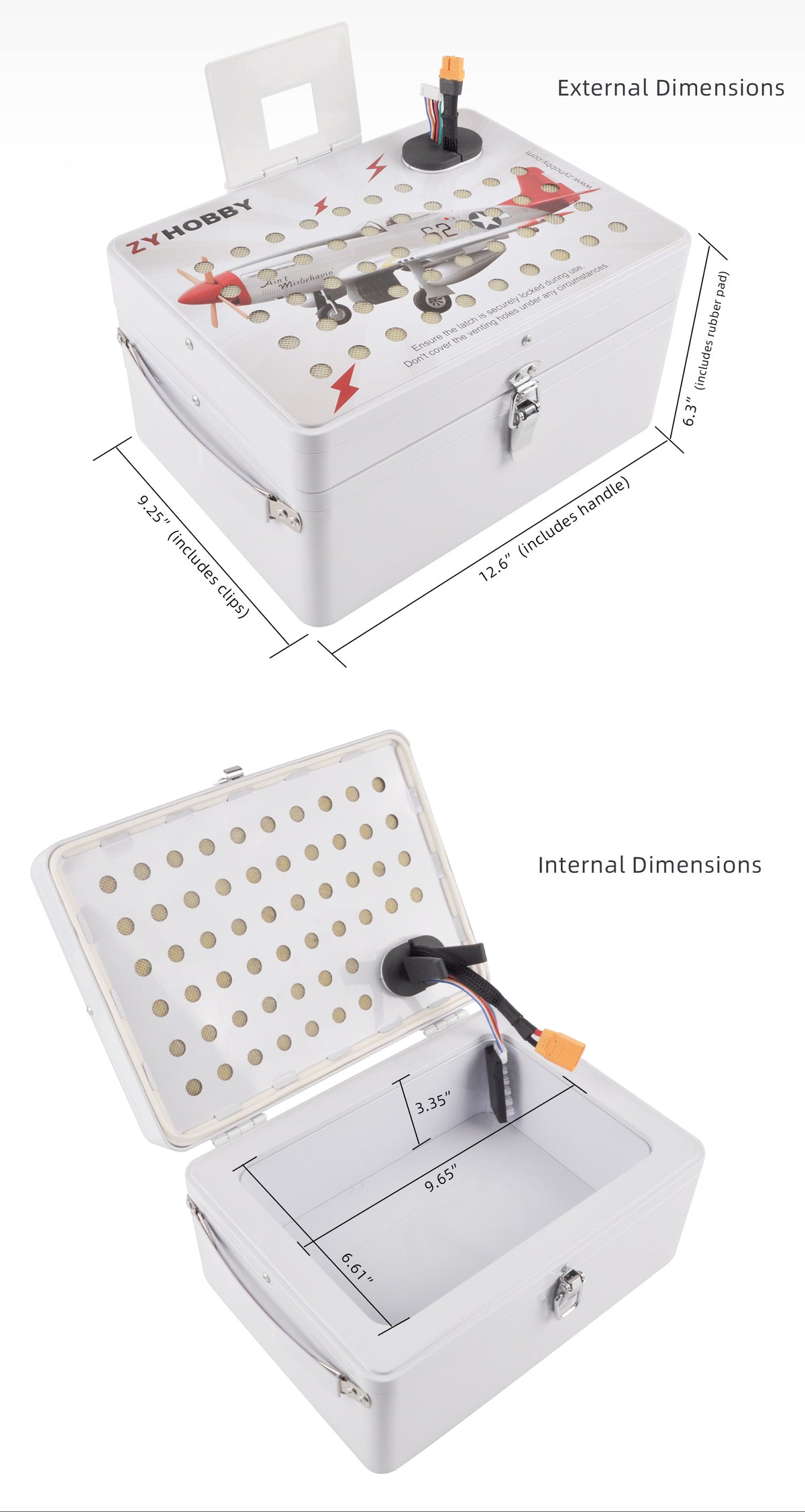 Fireproof Aluminum Box Explosion-Proof Lithium Battery Safety Suitcase for RC Aircraft Car