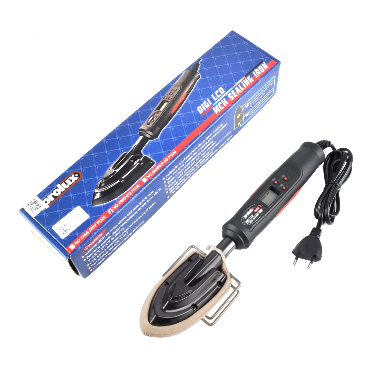 RJ1369 EU Plug Digital Mini Sealing Iron RC Film Covering Heat Tool with LCD Temperature Control and Stand