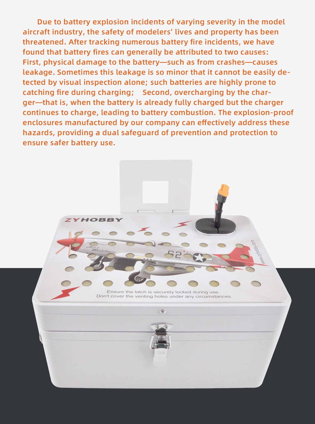 Lipo-Lithium Battery Charging Safe Box  Fireproof with Dual Ports
