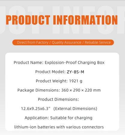 Lipo-Lithium Battery Charging Safe Box  Fireproof with Dual Ports