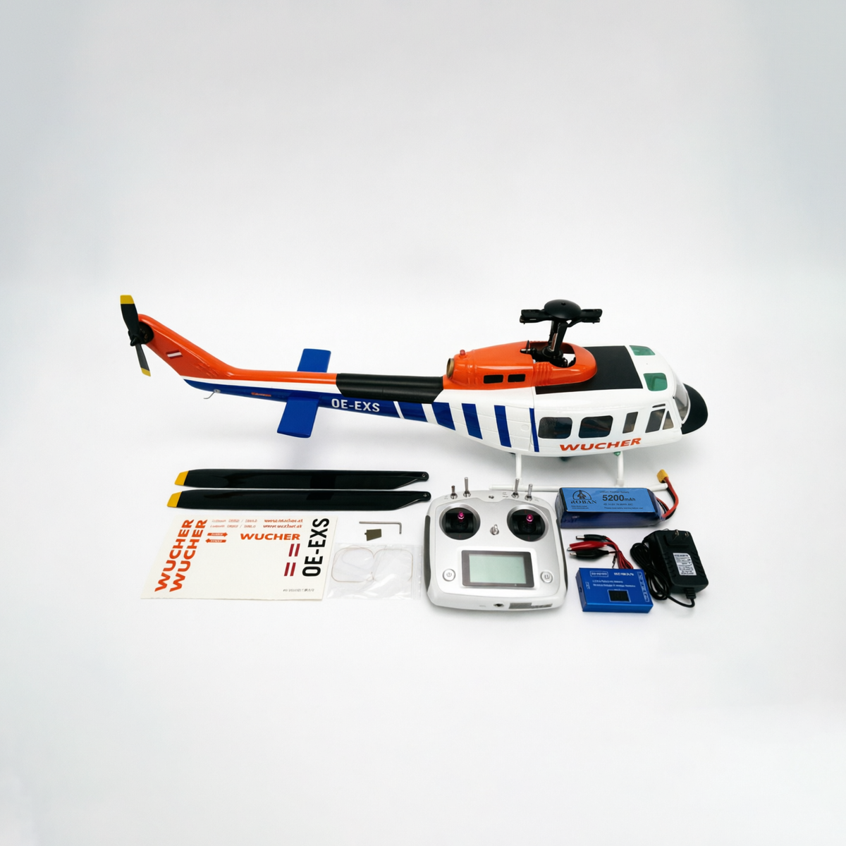 Roban UH1D 470-Size RTF Version White Blue and Orange RC Helicopter Model for Adults