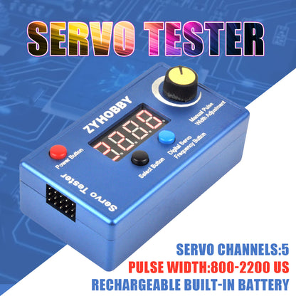 Portable Servo Tester 5-Channel Output Built-in Battery 800–2200 μs RC Model Servo/Landing Gear Tester