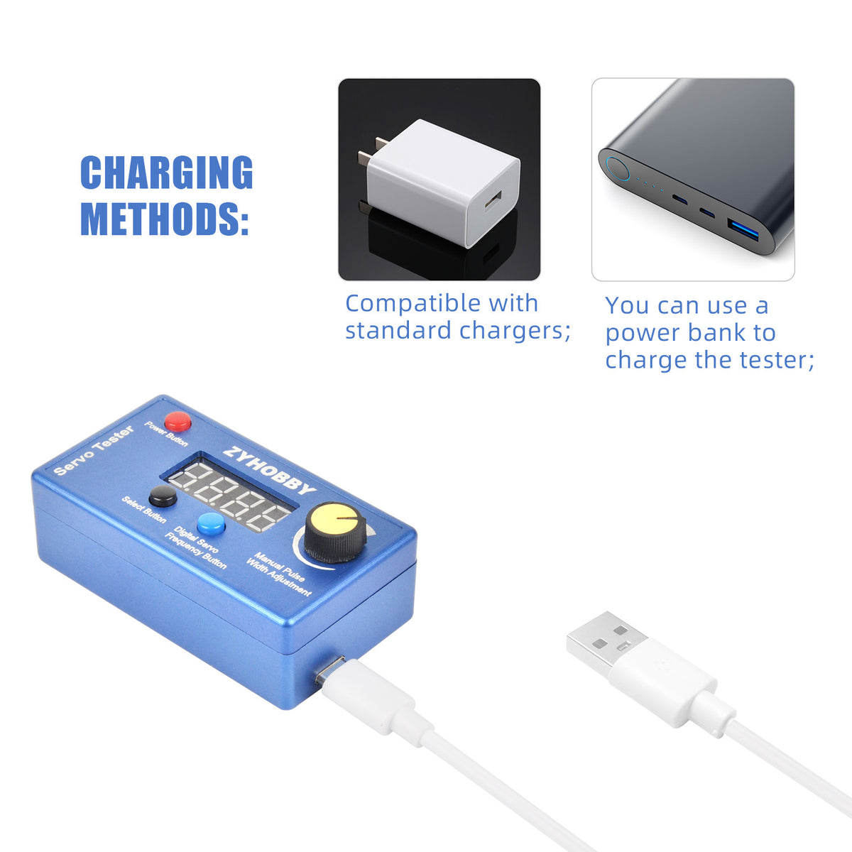Portable Servo Tester 5-Channel Output Built-in Battery 800–2200 μs RC Model Servo/Landing Gear Tester