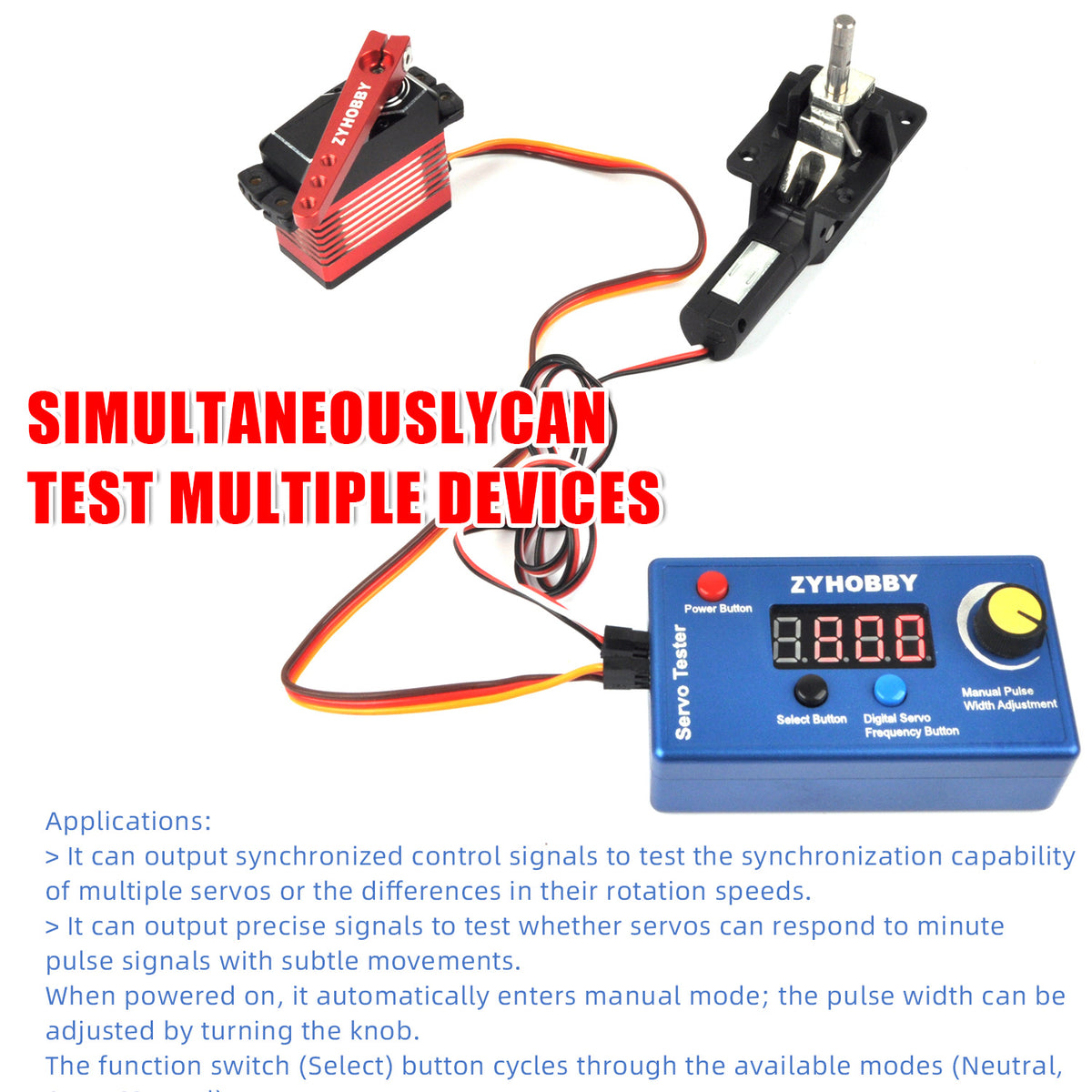 Portable Servo Tester 5-Channel Output Built-in Battery 800–2200 μs RC Model Servo/Landing Gear Tester