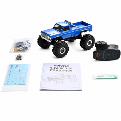 FlightModel FMS FCX24 Ford F-100 1/24 RC Crawler Magnetic Quick-Release Body & Remote Control Light