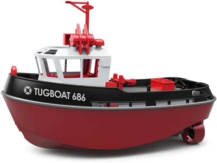 RC Boat, 1/72 2.4Ghz RC Tugboat, High-Speed Remote Control Boat Ship for Pools and Lakes with Low Battery Reminder Tugboat Water Toys RTR Version