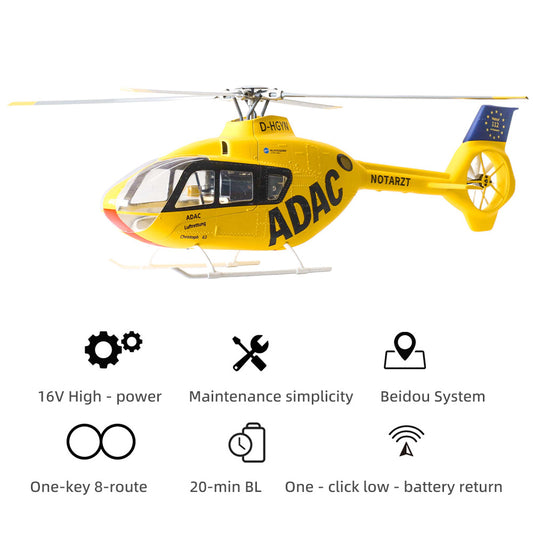 FLYWING EC-135 Helicopter M10N GPS Module H1 Syeterm 10 Channel Transtmitter RTF Version