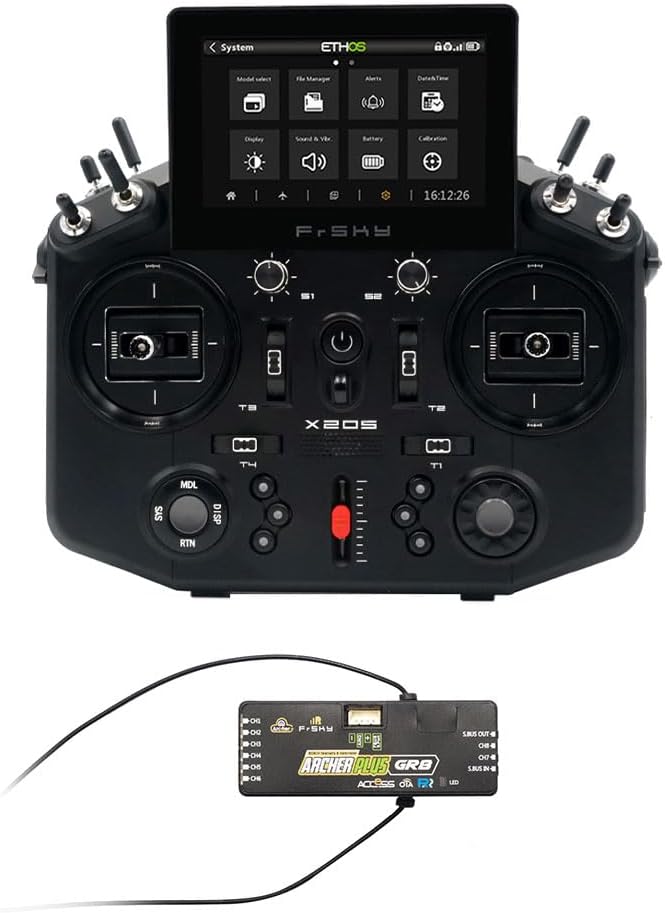 NOBRIM RC Transmitter Controller Tandem X20S Transmitter, and Receiver 2.4GHz Access Points for Remote Control Model Airplanes (Black Remote Control)