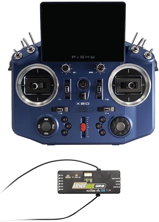 PurAr NOBRIM Tandem X20 Transmitter with Built-in 900M/2.4G Dual-Band Internal RF Module FCC Controller for RC Aircraft Model (Blue) (Black Remote Control)