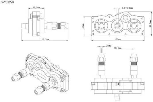 PurAr 1set TFL Forward and Reverse Gear Box Ship Model Tugboat Transfer Transmission (Model B-Square Head)