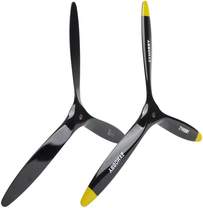 PurAr 3 Blades 18 * 6 inches Black + Yellow Beech Wood Propeller for Remote Control Models