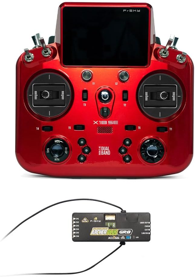 Archer Plus R8 High Precision PWM Channel Receiver 2.4GHz and NOBRIM Tandem X18SE Transmitter Red Heart Black Controller FCC for RC Model Airplane (Red) (Receiver 2.4GHz)