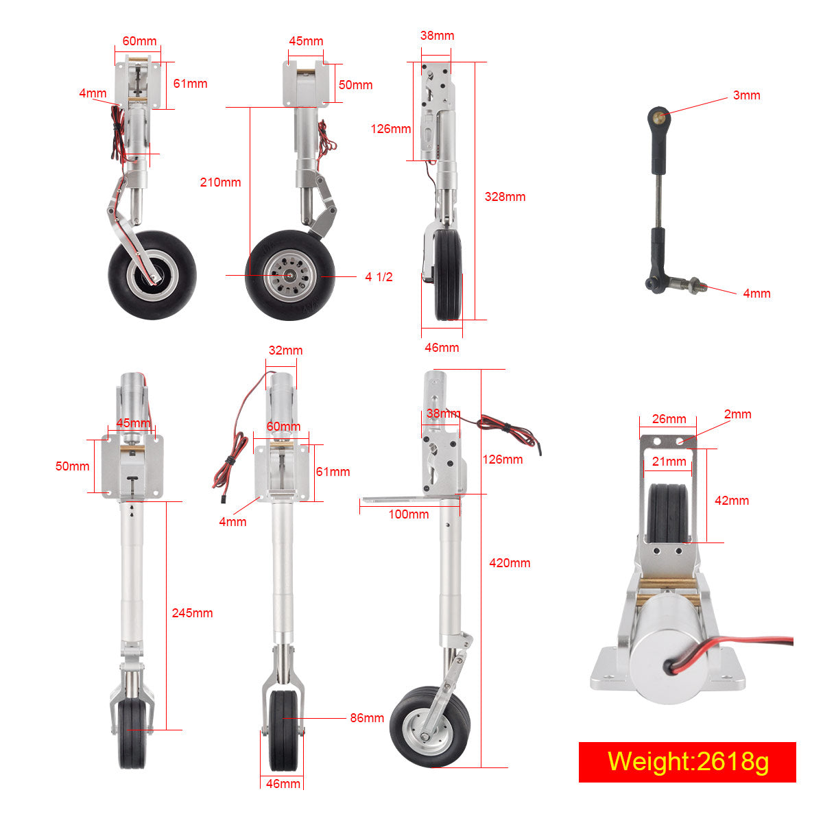 ER-200 Retract Set Electronic Retractable Landing Gear M-Retract Controller M-Brake Wheel Controller