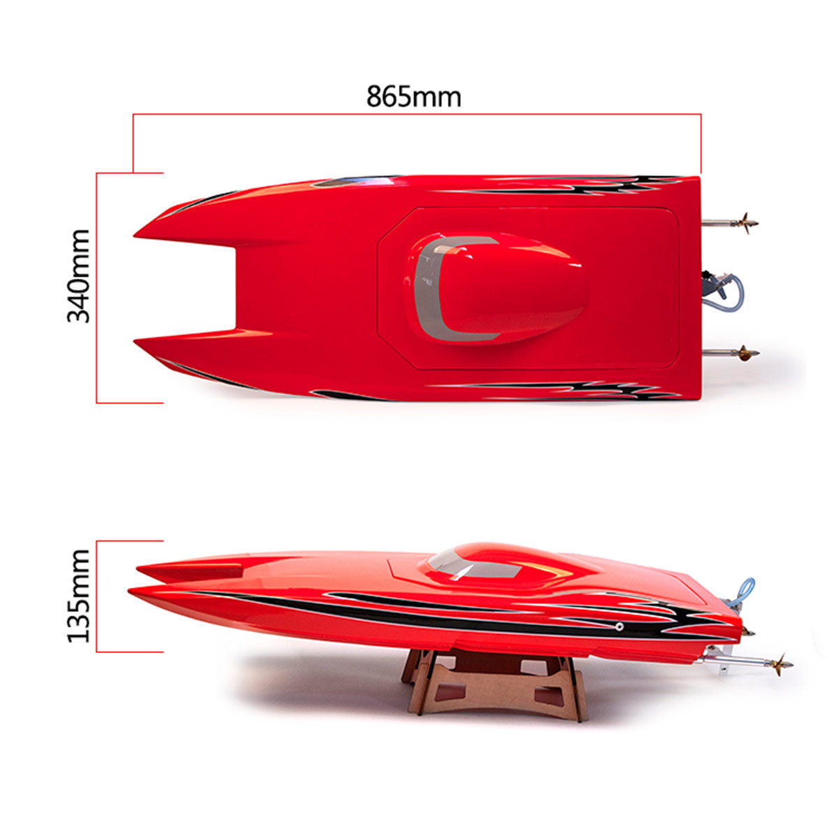 TFL1134 Fighter Cat Fiberglass Carbon fiber RC Electric Boat With Dual Motors Red /Black /White