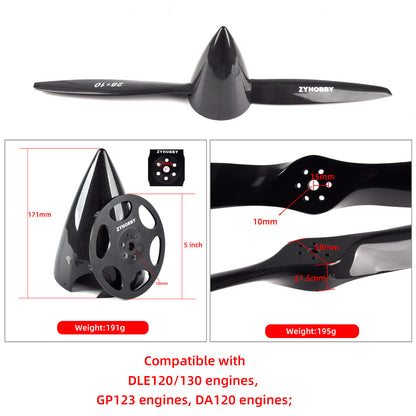 28x10in Carbon fiber Propeller CW with 5in Spinner for DLE120/DLE130/GP123/DA120