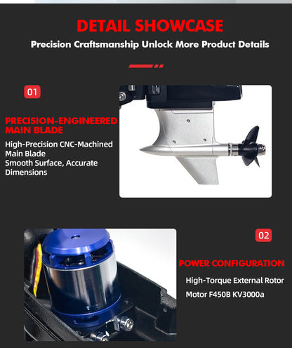 TFL Outboard Drive System with Prop motor shaft hatch for RC Model F1 Boat