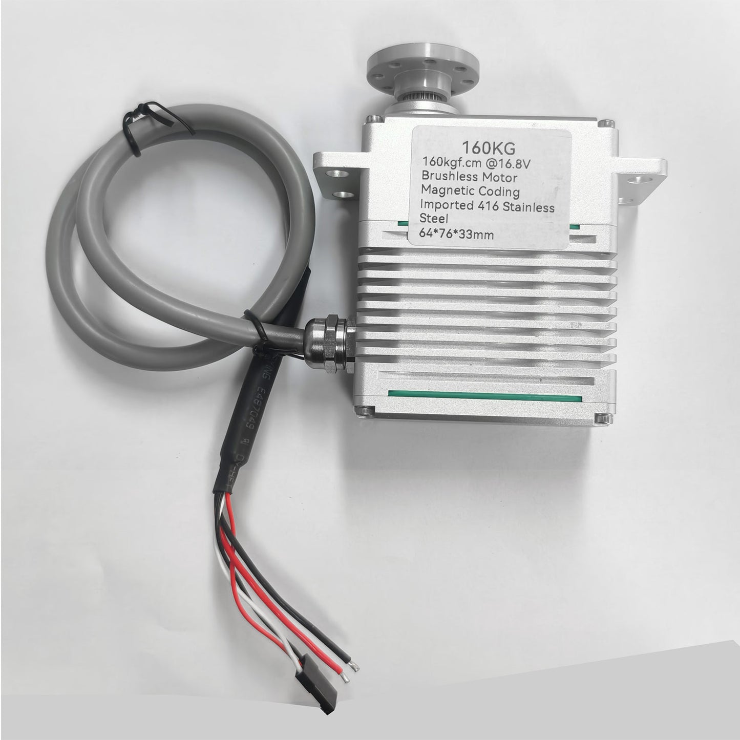 160kg High Torque Brushless Servo Motor Stainless Steel Gears Aluminum Alloy Case 150HV IP56 Waterproof Servo for RC Aircraft, Drones, Cars, Boats