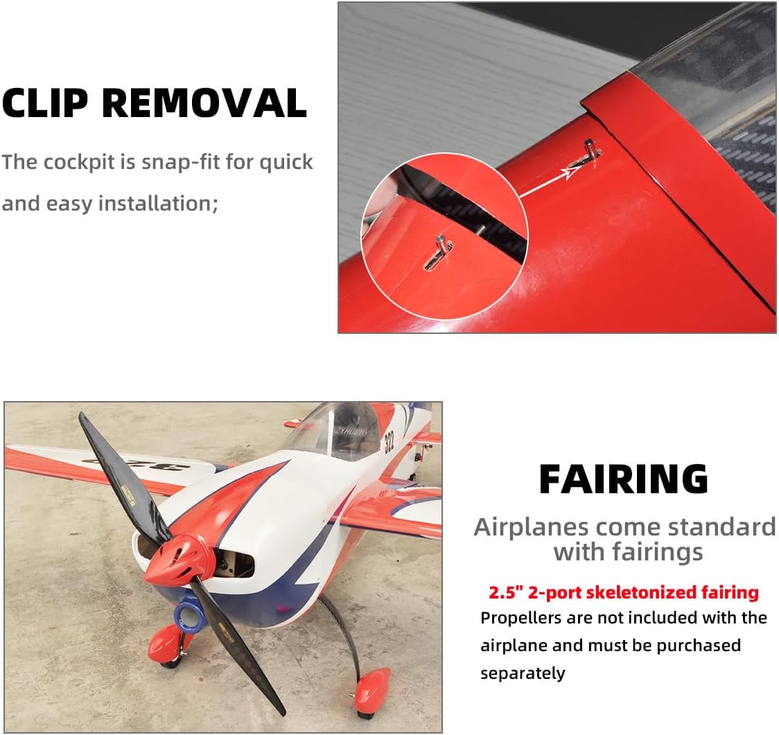 VOTEC 322 67in Fixed Wing Electric RC Model Airplane-PNP Version GA2000R-7 Moto (White)