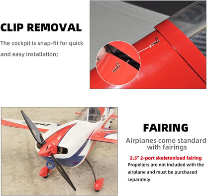 VOTEC 322 67in Fixed Wing Electric RC Model Airplane-PNP Version GA2000R-7 Moto (White)