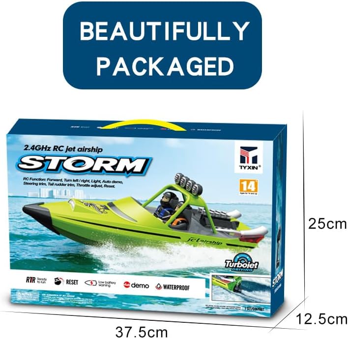 RC Boat 2.4Ghz Remote Control Boat High-speed Turbojet Speedboat Toy Boat Model for Lake and Pool