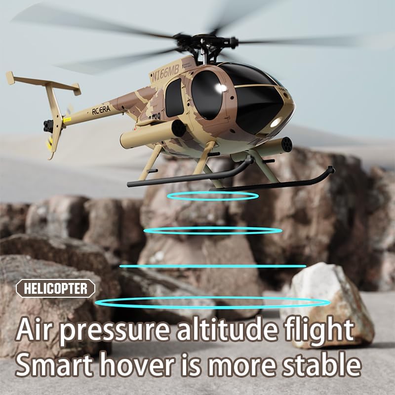 PurAr RC Helicopter MD500 C189 Helicopter with Single-Rotor, 1/28 2.4G 4CH 6-Axis Gyro, Dual Brushless Motors Little Bird Aircraft Ready to Fly for Beginners RTF Version (Camo)