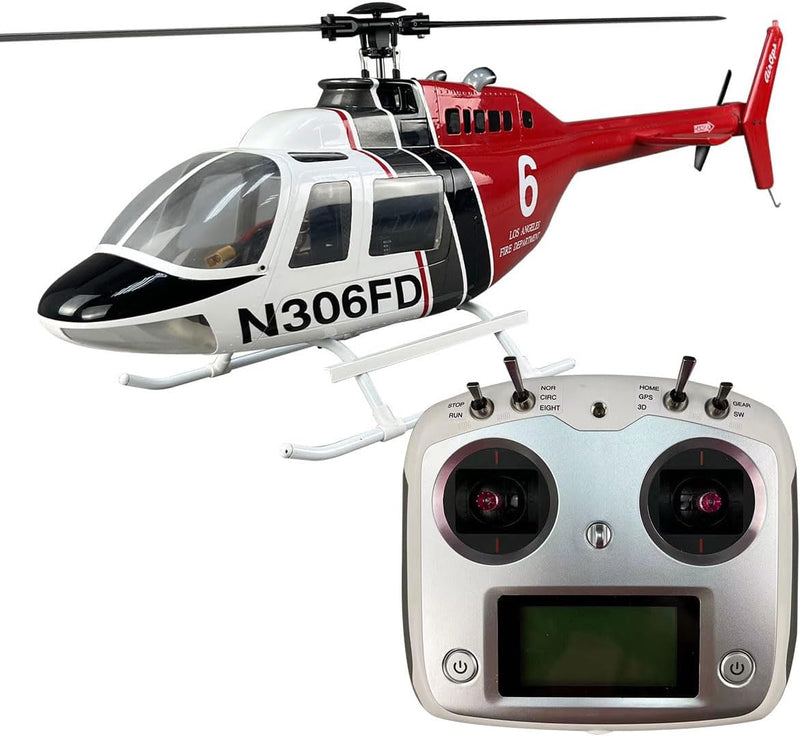 RC Helicopter Bell-206-V2 470-Class Model, 2.4G 6CH Remote Control Electric Aircraft for Beginner