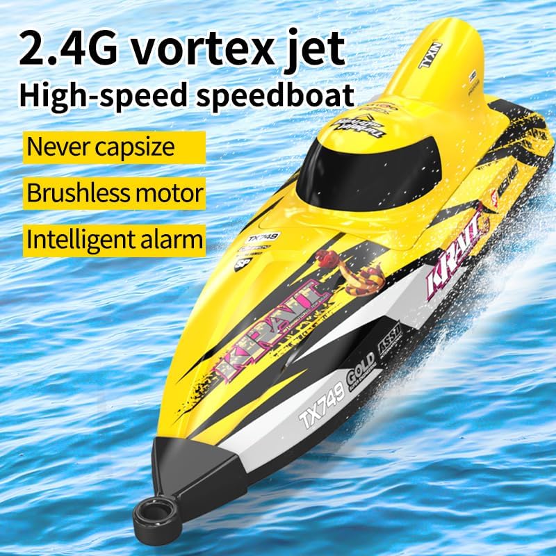 RC Boat 2.4Ghz Remote Control Boat High-speed Turbojet Speedboat Toy Boat Model with Highly Waterproof