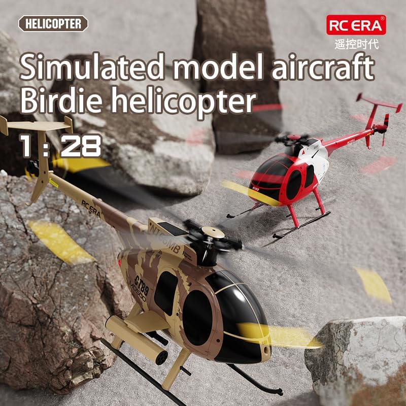 PurAr RC Helicopter MD500 C189 Helicopter with Single-Rotor, 1/28 2.4G 4CH 6-Axis Gyro, Dual Brushless Motors Little Bird Aircraft Ready to Fly for Beginners RTF Version (Camo)