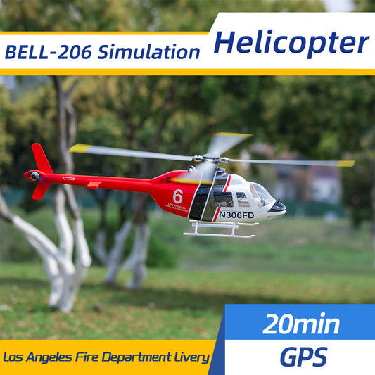 FLYWING BELL206 Helicopter 4-blades H1 System M10 GPS Mode+3D Acro Mode One Key Return 10 Channel Transmitter RTF Version