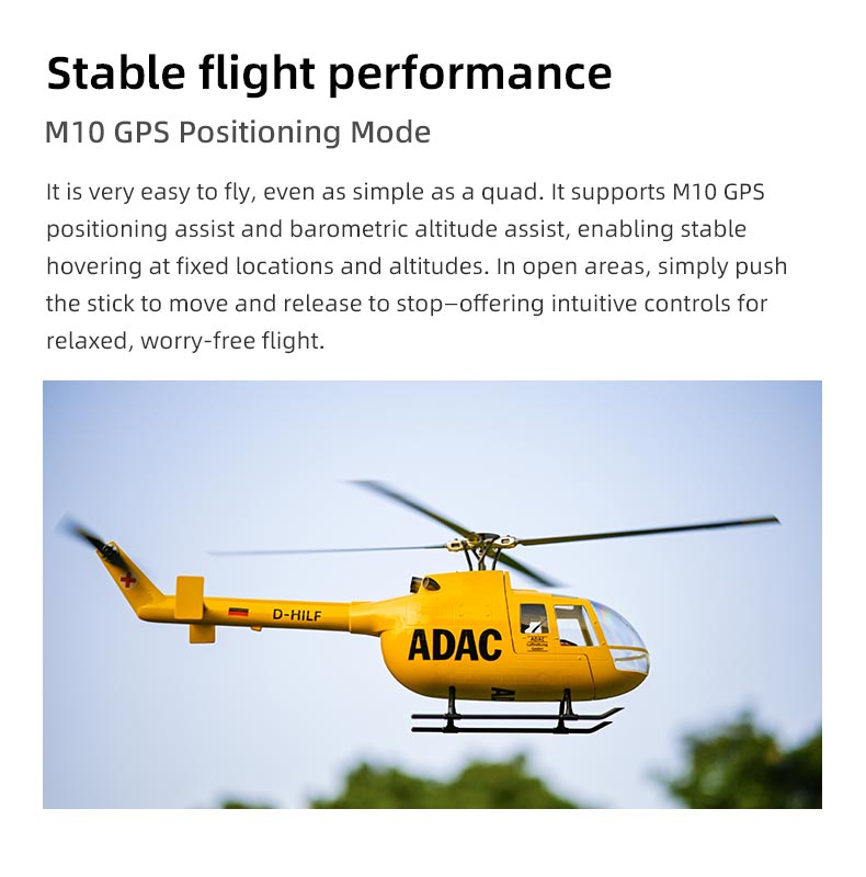 Flywing RTF BO105 470 V3 ADAC 10CH RC Helicopter With ACE Flight Control