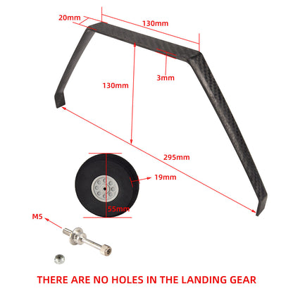 1 Set Carbon Fiber 260  50E  Landing Gear Undercarriage DIY Wheel Kit Parts for RC Airplane Model