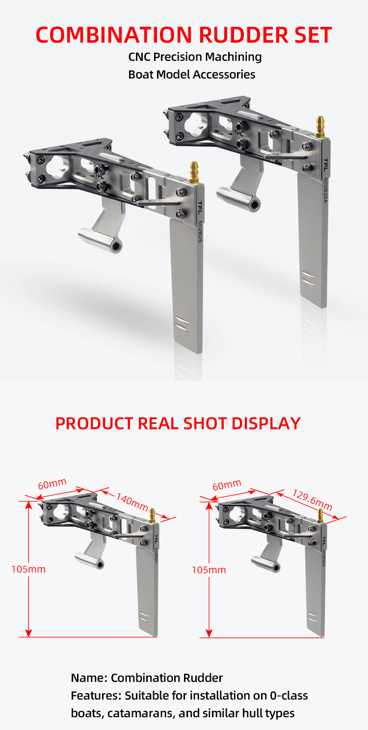 TFL Rudder Assembly 4.76mm shaft bracket integrated rudder for RC Model Boat