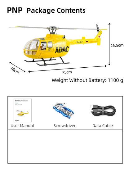 Flywing RTF BO105 470 V3 ADAC 10CH RC Helicopter With ACE Flight Control
