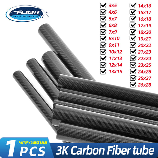PurAr 1pcs Black Twill Carbon Fiber Tube Diameter 5mm 7mm 9mm 11mm 13mm 15mm 17mm 19mm 21mm 23mm 25mm 27mm Length 500mm 3 Fibra de carbono (5mm)