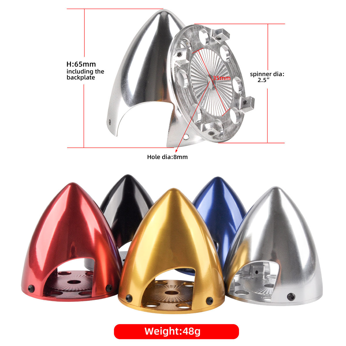 ZYHOBBY Aluminum Alloy Spinner 2 Blades Special Drilled for RC Plane with Prop Adapter 2.5" for 20CC Engine V2 Version