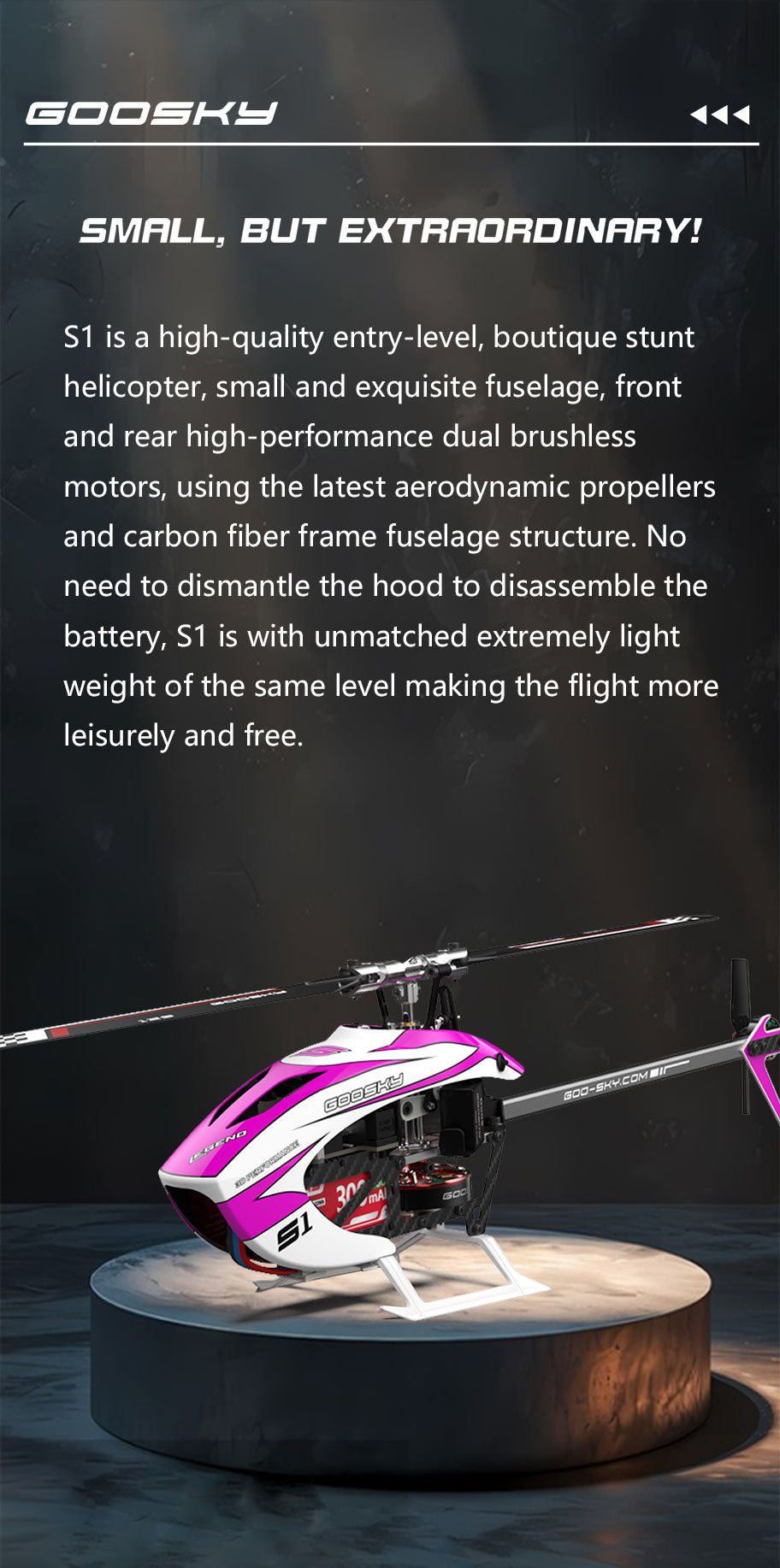 RC Helicopter goosky S1 Dual Brushless Direct Drive 3D with Carbon Fiber Frame GPS Flight Control System RTF
