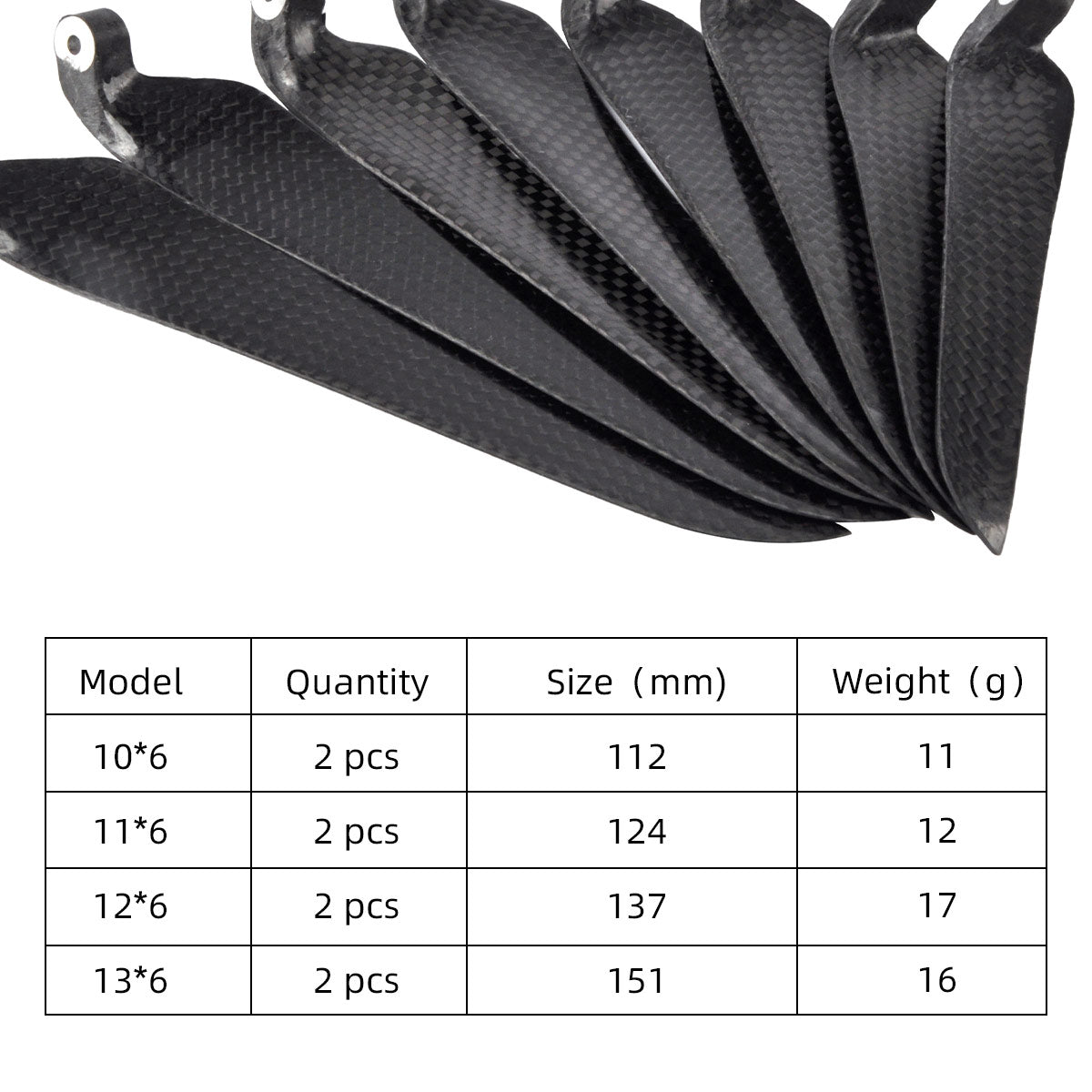 ZYHOBBY 10~13inch Plain Carbon Fiber Propeller Foldable Propeller for RC Airplane Multiple propeller sizes available