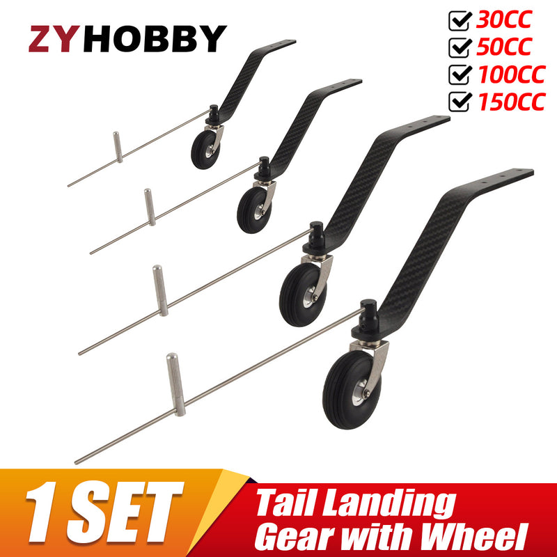 1Pc ZYHOBBY Carbon Fiber Tail Landing Gear with Wheel 30CC 50CC 100CC 150CC for RC Fix Wing Model Airplane