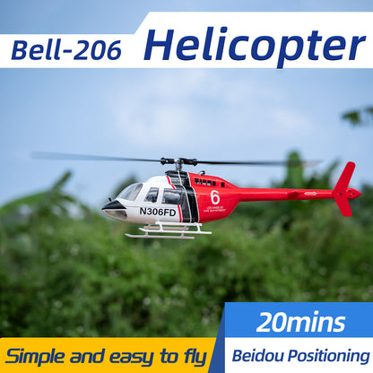 FLYWING Bell-206 Helicopter 2-Blades H1 System 16V High-power One-key 8-Route 3000mAh Power Battery RTF Version