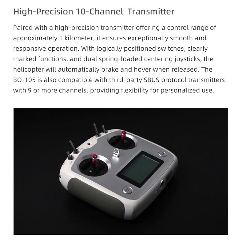 Flywing RTF BO105 470 V3 ADAC 10CH RC Helicopter With ACE Flight Control