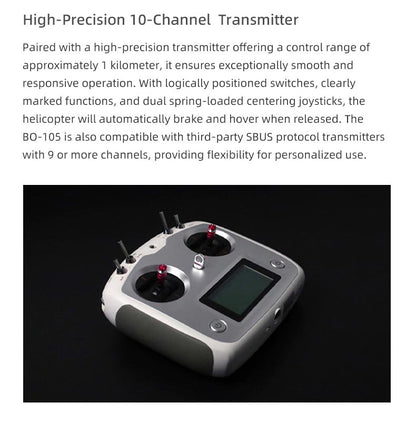 Flywing RTF BO105 470 V3 ADAC 10CH RC Helicopter With ACE Flight Control