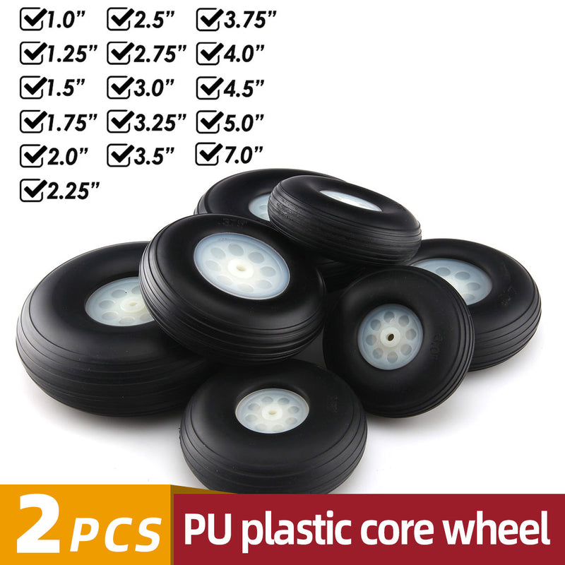 1 Pair PU Wheels Tires with Plastic Hub 1 inch to 7 inch  for RC Airplane Model