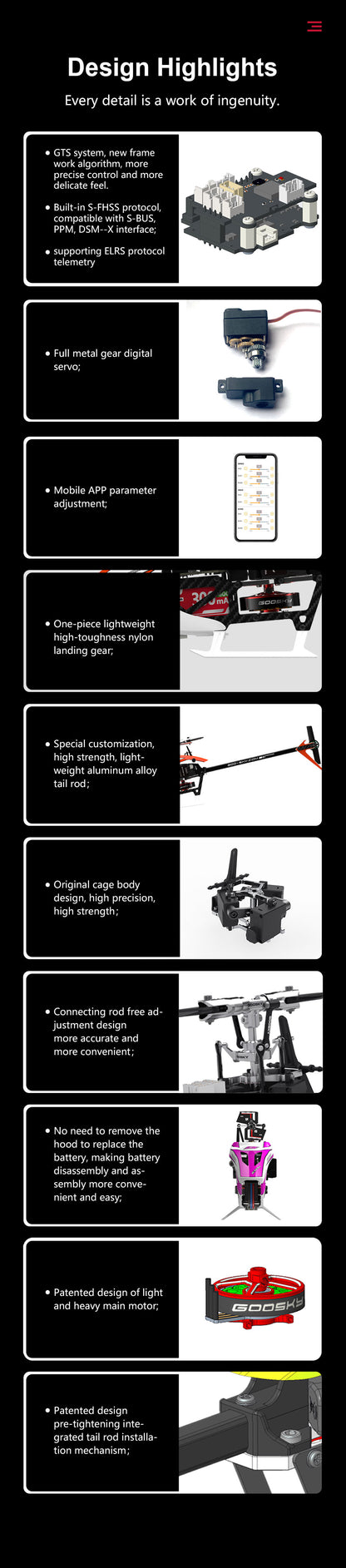 RC Helicopter goosky S1 Dual Brushless Direct Drive 3D with Carbon Fiber Frame GPS Flight Control System RTF