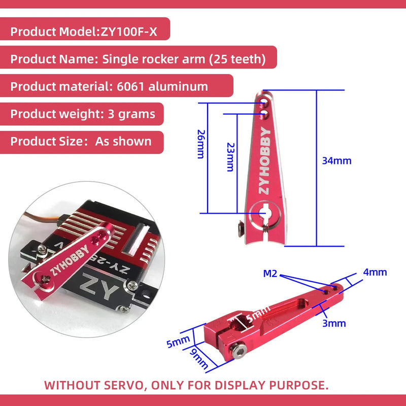 Aluminum Alloy Arm Servo Rocker Arm Gear Hole Steering 1/1.25 inch for RC Model Airplane Car Crawler